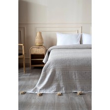 Koza Home Assos Bej Taş Yıkama Çift Kişilik Yatak Örtüsü 230x250 cm Desenli Tafta Kumaş ile Şık Tasarım