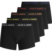 Jack & Jones Erkek 5'li Düz Renk Logolu Boxer Siyah Paça Tipi Rahat Kullanım