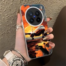 HONTINGA Vivo X200 Pro ile Uyumlu Kılıf Silikon Kenar Sert Arka Kamera Koruyucu Basitlik Anti Düşme Kamera Korumalı Uçak Desen Couple Telefon Kılıfı Kadın ve Erkek Için Uygundur K1-1377