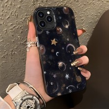 HONTINGA iPhone 11 Pro ile Uyumlu Kılıf Silikon Kenar Sert Arka Kamera Koruyucu Basitlik Anti Düşme Kamera Korumalı Ay ve Yıldız Desen Couple Telefon Kılıfı Kadın ve Erkek Için Uygundur K1-1380