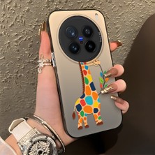 HONTINGA Vivo X200 Pro ile Uyumlu Kılıf Silikon Kenar Sert Arka Kamera Koruyucu Basitlik Anti Düşme Kamera Korumalı Zürafa Desen Couple Telefon Kılıfı Kadın ve Erkek Için Uygundur K1-1386