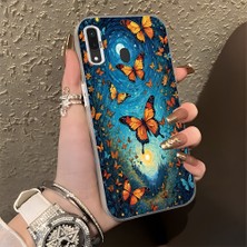 HONTINGA Samsung Galaxy A30 ile Uyumlu Kılıf Silikon Kenar Sert Arka Kamera Koruyucu Basitlik Anti Düşme Kamera Korumalı Kelebek Desen Couple Telefon Kılıfı Kadın ve Erkek Için Uygundur K1-1384