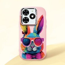 HONTINGA Infinix Smart 8 ile Uyumlu Kılıf Kamera Korumalı Düşüme Önleyici Kamera Koruyucu Pembe Yumuşak Silikon Couple Telefon Kılıfı Tavşan Desenli K4-0381