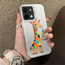 HONTINGA Vivo Y28 ile Uyumlu Kılıf Silikon Kenar Sert Arka Kamera Koruyucu Basitlik Anti Düşme Kamera Korumalı Zürafa Desen Couple Telefon Kılıfı Kadın ve Erkek Için Uygundur K1-1386