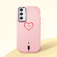 HONTINGA Samsung Galaxy A34 ile Uyumlu Kılıf Kamera Korumalı Düşüme Önleyici Kamera Koruyucu Pembe Yumuşak Silikon Couple Telefon Kılıfı Yaratıcı Desenli K4-0387