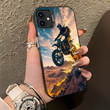 HONTINGA iPhone 12 Mini ile Uyumlu Kılıf Silikon Kenar Sert Arka Kamera Koruyucu Basitlik Anti Düşme Kamera Korumalı Motosiklet Desen Couple Telefon Kılıfı Kadın ve Erkek Için Uygundur K1-1383