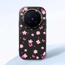 HONTINGA Vivo X300 Pro ile Uyumlu Kılıf Kamera Korumalı Düşüme Önleyici Kamera Koruyucu Siyah Yumuşak Silikon Couple Telefon Kılıfı Çiçekli Desenli K4-0384