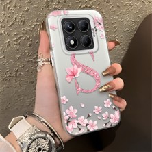 HONTINGA Xiaomi Redmi Note 14 Pro 5g ile Uyumlu Kılıf Silikon Kenar Sert Arka Kamera Koruyucu Basitlik Anti Düşme Kamera Korumalı Çiçekli Desen Couple Telefon Kılıfı Kadın ve Erkek Için Uygundur K1-1382