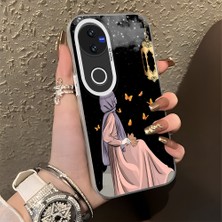 HONTINGA Vivo V50 ile Uyumlu Kılıf Silikon Kenar Sert Arka Kamera Koruyucu Basitlik Anti Düşme Kamera Korumalı Kız Desen Couple Telefon Kılıfı Kadın ve Erkek Için Uygundur K1-1385
