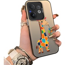 HONTINGA Vivo V60 5g ile Uyumlu Kılıf Silikon Kenar Sert Arka Kamera Koruyucu Basitlik Anti Düşme Kamera Korumalı Zürafa Desen Couple Telefon Kılıfı Kadın ve Erkek Için Uygundur K1-1386