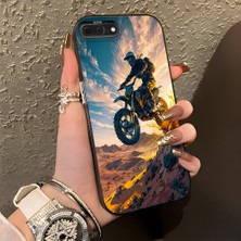HONTINGA iPhone 7 Plus ile Uyumlu Kılıf Silikon Kenar Sert Arka Kamera Koruyucu Basitlik Anti Düşme Kamera Korumalı Motosiklet Desen Couple Telefon Kılıfı Kadın ve Erkek Için Uygundur K1-1383