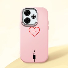 HONTINGA Xiaomi Redmi 13X ile Uyumlu Kılıf Kamera Korumalı Düşüme Önleyici Kamera Koruyucu Pembe Yumuşak Silikon Couple Telefon Kılıfı Yaratıcı Desenli K4-0387