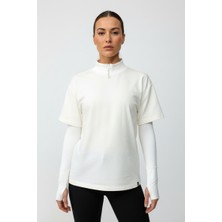 Scorp Chill Kadın Uzun Kollu Koşu Tişörtü Spor Sweatshirt Ekru