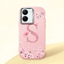 HONTINGA Vivo Y27 ile Uyumlu Kılıf Kamera Korumalı Düşüme Önleyici Kamera Koruyucu Pembe Yumuşak Silikon Couple Telefon Kılıfı Çiçekli Desenli K4-0388