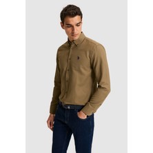 U.S. Polo Assn. Erkek Haki Uzun Kollu Basic Gömlek 50324708-VR027