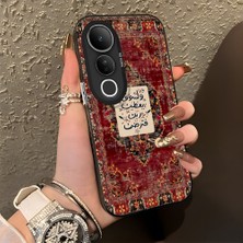 HONTINGA Vivo V50 Lite ile Uyumlu Kılıf Silikon Kenar Sert Arka Kamera Koruyucu Basitlik Anti Düşme Kamera Korumalı Arap Desen Couple Telefon Kılıfı Kadın ve Erkek Için Uygundur K1-1381