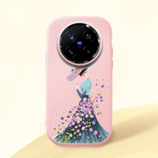 HONTINGA Vivo X200 Pro ile Uyumlu Kılıf Kamera Korumalı Düşüme Önleyici Kamera Koruyucu Pembe Yumuşak Silikon Couple Telefon Kılıfı Güzel Kadın Desenli K4-0385