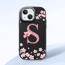 HONTINGA iPhone 13 Mini ile Uyumlu Kılıf Kamera Korumalı Düşüme Önleyici Kamera Koruyucu Siyah Yumuşak Silikon Couple Telefon Kılıfı Çiçekli Desenli K4-0388