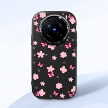 HONTINGA Vivo X200 Pro ile Uyumlu Kılıf Kamera Korumalı Düşüme Önleyici Kamera Koruyucu Siyah Yumuşak Silikon Couple Telefon Kılıfı Çiçekli Desenli K4-0384