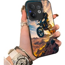 HONTINGA Vivo V60 5g ile Uyumlu Kılıf Silikon Kenar Sert Arka Kamera Koruyucu Basitlik Anti Düşme Kamera Korumalı Motosiklet Desen Couple Telefon Kılıfı Kadın ve Erkek Için Uygundur K1-1383