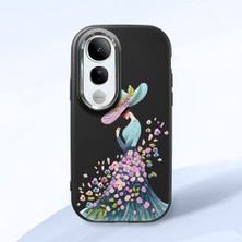HONTINGA Vivo V50 Lite ile Uyumlu Kılıf Kamera Korumalı Düşüme Önleyici Kamera Koruyucu Siyah Yumuşak Silikon Couple Telefon Kılıfı Güzel Kadın Desenli K4-0385