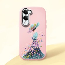 HONTINGA Vivo Y04 ile Uyumlu Kılıf Kamera Korumalı Düşüme Önleyici Kamera Koruyucu Pembe Yumuşak Silikon Couple Telefon Kılıfı Güzel Kadın Desenli K4-0385