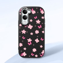 HONTINGA Vivo Y04 ile Uyumlu Kılıf Kamera Korumalı Düşüme Önleyici Kamera Koruyucu Siyah Yumuşak Silikon Couple Telefon Kılıfı Çiçekli Desenli K4-0384