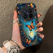 HONTINGA Vivo X200 Pro ile Uyumlu Kılıf Silikon Kenar Sert Arka Kamera Koruyucu Basitlik Anti Düşme Kamera Korumalı Kelebek Desen Couple Telefon Kılıfı Kadın ve Erkek Için Uygundur K1-1384