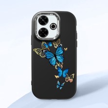 HONTINGA Xiaomi Redmi 13X ile Uyumlu Kılıf Kamera Korumalı Düşüme Önleyici Kamera Koruyucu Siyah Yumuşak Silikon Couple Telefon Kılıfı Kelebek Desenli K4-0383