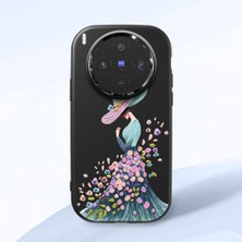 HONTINGA Vivo X300 ile Uyumlu Kılıf Kamera Korumalı Düşüme Önleyici Kamera Koruyucu Siyah Yumuşak Silikon Couple Telefon Kılıfı Güzel Kadın Desenli K4-0385