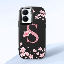 HONTINGA Vivo Y02S ile Uyumlu Kılıf Kamera Korumalı Düşüme Önleyici Kamera Koruyucu Siyah Yumuşak Silikon Couple Telefon Kılıfı Çiçekli Desenli K4-0388