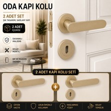 Badem10 (2 Takım Set) Kayı Titanyum Rozetli Oda Kapı Kolu Sağa Sola Uyumlu Kapı Takımı Kolları Modelleri