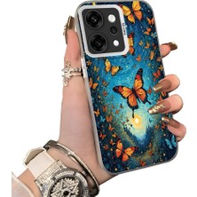 HONTINGA Oppo Reno 14 Pro 5g ile Uyumlu Kılıf Silikon Kenar Sert Arka Kamera Koruyucu Basitlik Anti Düşme Kamera Korumalı Kelebek Desen Couple Telefon Kılıfı Kadın ve Erkek Için Uygundur K1-1384