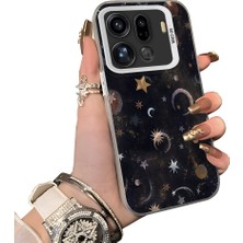 HONTINGA Oppo Find X9 Pro 5g ile Uyumlu Kılıf Silikon Kenar Sert Arka Kamera Koruyucu Basitlik Anti Düşme Kamera Korumalı Ay ve Yıldız Desen Couple Telefon Kılıfı Kadın ve Erkek Için Uygundur K1-1380