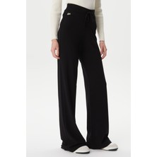 Lacoste Women's Straight Fit Black Trousers Kadın Düz Kesim Pantolon Siyah
