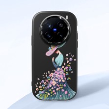 HONTINGA Vivo X200 Pro ile Uyumlu Kılıf Kamera Korumalı Düşüme Önleyici Kamera Koruyucu Siyah Yumuşak Silikon Couple Telefon Kılıfı Güzel Kadın Desenli K4-0385
