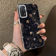 HONTINGA Xiaomi Redmi Note 11 Pro 4g ile Uyumlu Kılıf Silikon Kenar Sert Arka Kamera Koruyucu Basitlik Anti Düşme Kamera Korumalı Ay ve Yıldız Desen Couple Telefon Kılıfı Kadın ve Erkek Için Uygundur K1-1380