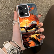 HONTINGA Vivo Y28 ile Uyumlu Kılıf Silikon Kenar Sert Arka Kamera Koruyucu Basitlik Anti Düşme Kamera Korumalı Uçak Desen Couple Telefon Kılıfı Kadın ve Erkek Için Uygundur K1-1377