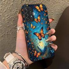 HONTINGA Samsung Galaxy A52S 5g ile Uyumlu Kılıf Silikon Kenar Sert Arka Kamera Koruyucu Basitlik Anti Düşme Kamera Korumalı Kelebek Desen Couple Telefon Kılıfı Kadın ve Erkek Için Uygundur K1-1384