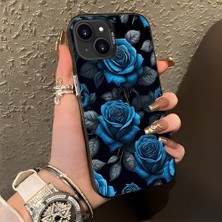 HONTINGA iPhone 13 Mini ile Uyumlu Kılıf Silikon Kenar Sert Arka Kamera Koruyucu Basitlik Anti Düşme Kamera Korumalı Mavi Gül Desen Couple Telefon Kılıfı Kadın ve Erkek Için Uygundur K1-1379