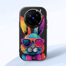 HONTINGA Vivo X200 Pro ile Uyumlu Kılıf Kamera Korumalı Düşüme Önleyici Kamera Koruyucu Siyah Yumuşak Silikon Couple Telefon Kılıfı Tavşan Desenli K4-0381
