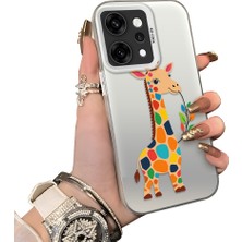 HONTINGA Oppo Reno 14 Pro 5g ile Uyumlu Kılıf Silikon Kenar Sert Arka Kamera Koruyucu Basitlik Anti Düşme Kamera Korumalı Zürafa Desen Couple Telefon Kılıfı Kadın ve Erkek Için Uygundur K1-1386