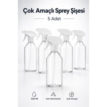 Nzb (5 Adet) Şeffaf Cam Görünümlü 500 ml 20 cm Çok Amaçlı Sprey Şişesi Kuaför Bitki Temizlik Püskürtme