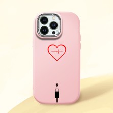 HONTINGA iPhone 14 Pro ile Uyumlu Kılıf Kamera Korumalı Düşüme Önleyici Kamera Koruyucu Pembe Yumuşak Silikon Couple Telefon Kılıfı Yaratıcı Desenli K4-0387