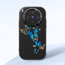 HONTINGA Vivo X300 ile Uyumlu Kılıf Kamera Korumalı Düşüme Önleyici Kamera Koruyucu Siyah Yumuşak Silikon Couple Telefon Kılıfı Kelebek Desenli K4-0383