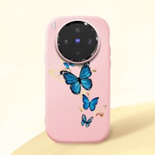 HONTINGA Vivo X300 ile Uyumlu Kılıf Kamera Korumalı Düşüme Önleyici Kamera Koruyucu Pembe Yumuşak Silikon Couple Telefon Kılıfı Kelebek Desenli K4-0383