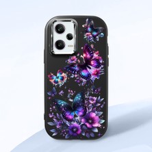 HONTINGA Poco X5 Pro 5g ile Uyumlu Kılıf Kamera Korumalı Düşüme Önleyici Kamera Koruyucu Siyah Yumuşak Silikon Couple Telefon Kılıfı Kelebek Desenli K4-0382