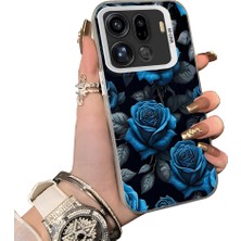 HONTINGA Oppo Find X9 Pro 5g ile Uyumlu Kılıf Silikon Kenar Sert Arka Kamera Koruyucu Basitlik Anti Düşme Kamera Korumalı Mavi Gül Desen Couple Telefon Kılıfı Kadın ve Erkek Için Uygundur K1-1379