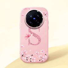 HONTINGA Vivo X200 Pro ile Uyumlu Kılıf Kamera Korumalı Düşüme Önleyici Kamera Koruyucu Pembe Yumuşak Silikon Couple Telefon Kılıfı Çiçekli Desenli K4-0388