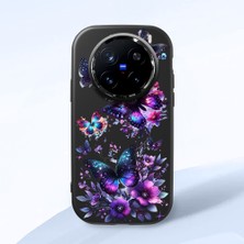 HONTINGA Vivo X200 Pro ile Uyumlu Kılıf Kamera Korumalı Düşüme Önleyici Kamera Koruyucu Siyah Yumuşak Silikon Couple Telefon Kılıfı Kelebek Desenli K4-0382